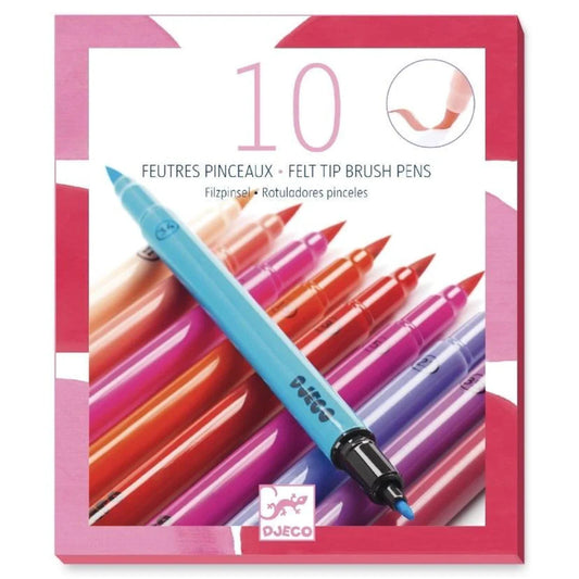 Djeco 10 Felt Tip Brush Pens - Sweet