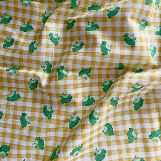 Frogs Gingham Sunshine Craft Fabric