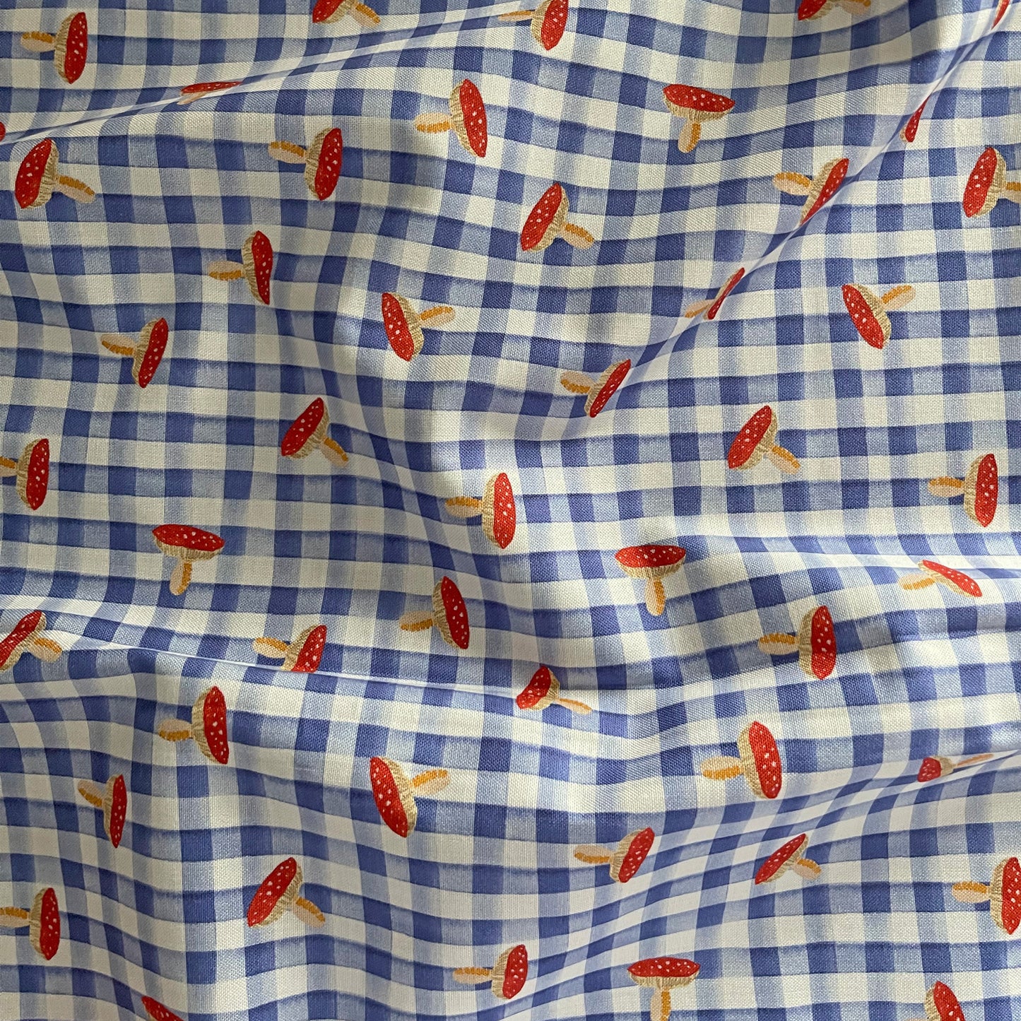 Toadstool Gingham Indigo Craft Fabric