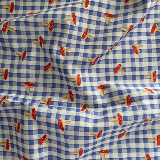 Toadstool Gingham Indigo Craft Fabric