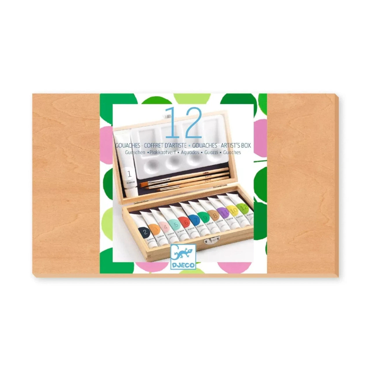 Djeco Artist's Wooden Box - 12 Gouaches